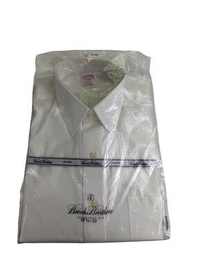 Brooks Brothers Mens White Non-Iron Dress Shirt Long Sleeve Cotton Sz 5 1/2-33